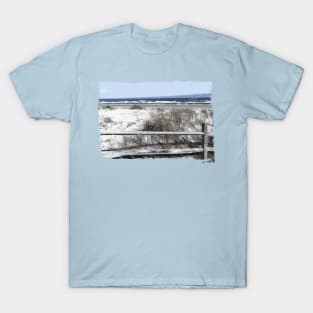 Lispe Beach Dune with Split Rail Fence T-Shirt